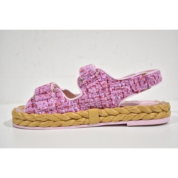 Chanel 22P Pink Purple Tweed Braid CC Logo Mule Slide Flat Teva Dad Sandal 41.5 - Picture 9 of 12